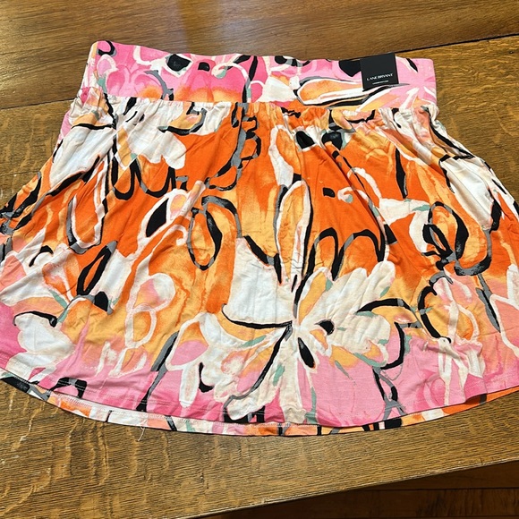 Lane Bryant Orange Pink Floral  Skirt Womens Plus Sz 22/24 Pull On NWT - Picture 1 of 10
